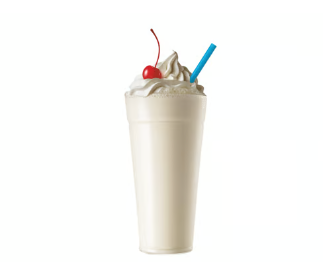 Vanilla Classic Shake in a cup with whipped topping